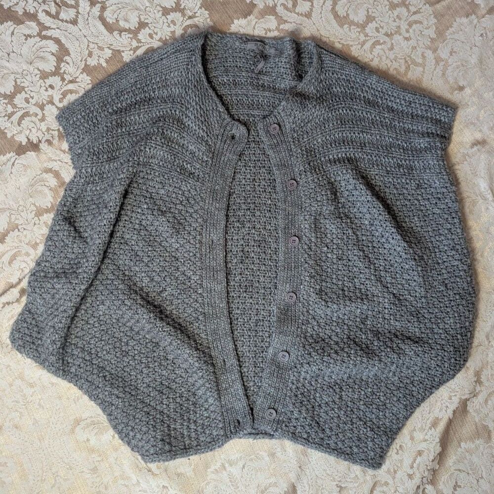 Oversized Wool Blend Gray Lagenlook Scandinavian Vest Size Women's Large